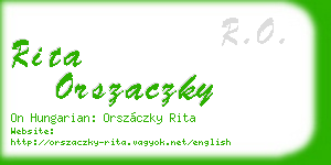 rita orszaczky business card